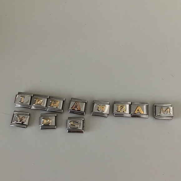 Vintage Y2K Italian Charm Bracelet Link Charms Letters Silver X 32 - Picture 8 of 11